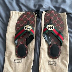 GUCCI GG THONG WEB SANDAL SIZE 39.5